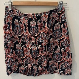 Free People viscose mini skirt in navy/red paisley print